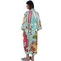 Summer Up Cute Doodle Maxi Satin Kimono View2