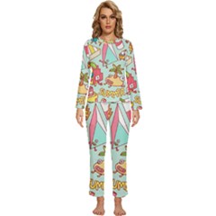 Summer Up Cute Doodle Womens  Long Sleeve Lightweight Pajamas Set by Bedest