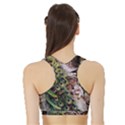 Japanese Painting Flower Peacock Sports Bra with Border View2