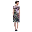 Japanese Painting Flower Peacock Short Sleeve Front Wrap Dress View2