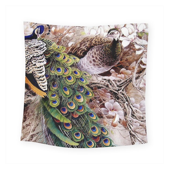 Japanese Painting Flower Peacock Square Tapestry (Small)