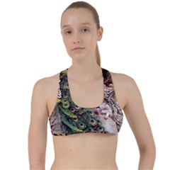 Japanese Painting Flower Peacock Criss Cross Racerback Sports Bra by Bedest