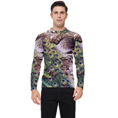 Japanese Painting Flower Peacock Men s Long Sleeve Rash Guard by Bedest