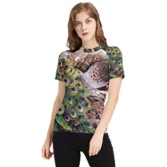 Japanese Painting Flower Peacock Women s Short Sleeve Rash Guard by Bedest