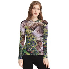 Japanese Painting Flower Peacock Women s Long Sleeve Rash Guard by Bedest