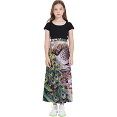 Japanese Painting Flower Peacock Kids  Flared Maxi Skirt by Bedest