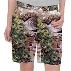 Japanese Painting Flower Peacock Women s Pocket Shorts by Bedest