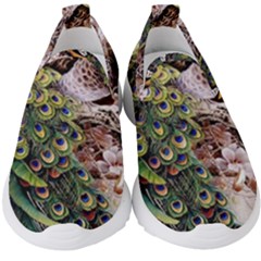 Japanese Painting Flower Peacock Kids  Slip On Sneakers by Bedest