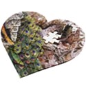 Japanese Painting Flower Peacock Wooden Puzzle Heart View2