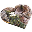 Japanese Painting Flower Peacock Wooden Puzzle Heart View3