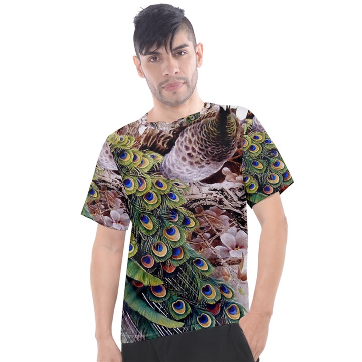 Japanese Painting Flower Peacock Men s Sport Top