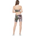 Japanese Painting Flower Peacock Stretch Shorts and Tube Top Set View2