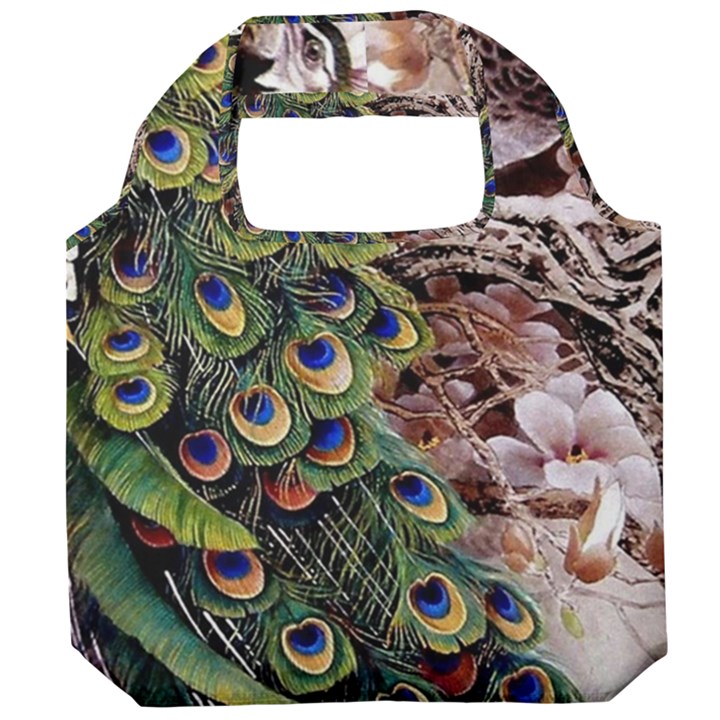 Japanese Painting Flower Peacock Foldable Grocery Recycle Bag