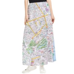 London City Map Maxi Chiffon Skirt by Bedest