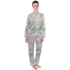 London City Map Women s Long Sleeve Satin Pajamas Set	 by Bedest