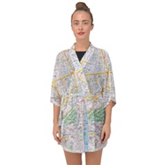 London City Map Half Sleeve Chiffon Kimono by Bedest