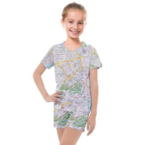 London City Map Kids  Mesh T-shirt And Shorts Set by Bedest