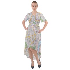 London City Map Front Wrap High Low Dress by Bedest