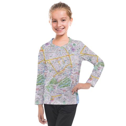 London City Map Kids  Long Mesh T-shirt by Bedest