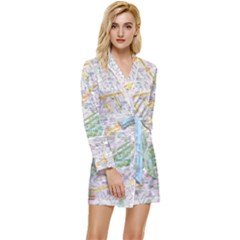 London City Map Long Sleeve Satin Robe by Bedest