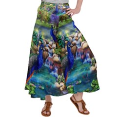 Peacocks  Fantasy Garden Women s Satin Palazzo Pants by Bedest