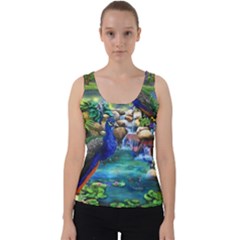 Peacocks  Fantasy Garden Velvet Tank Top by Bedest