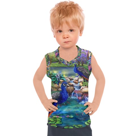 Peacocks  Fantasy Garden Kids  Sport Tank Top by Bedest