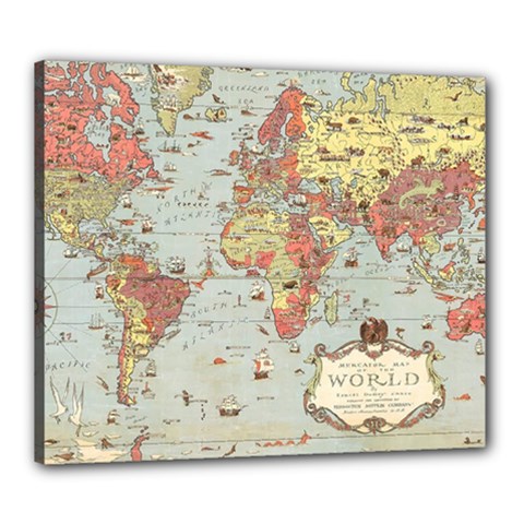 Vintage Old Antique World Map Canvas 24  X 20  (stretched) by Bedest