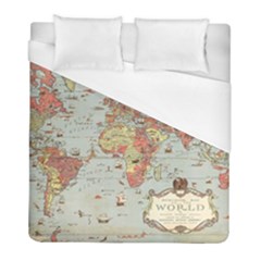 Vintage Old Antique World Map Duvet Cover (full/ Double Size) by Bedest