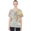 Vintage Old Antique World Map V-Neck Dolman Drape Top View1