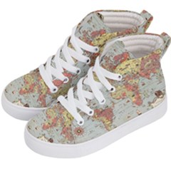 Vintage Old Antique World Map Kids  Hi-top Skate Sneakers by Bedest