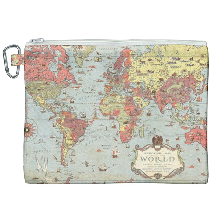 Vintage Old Antique World Map Canvas Cosmetic Bag (XXL)