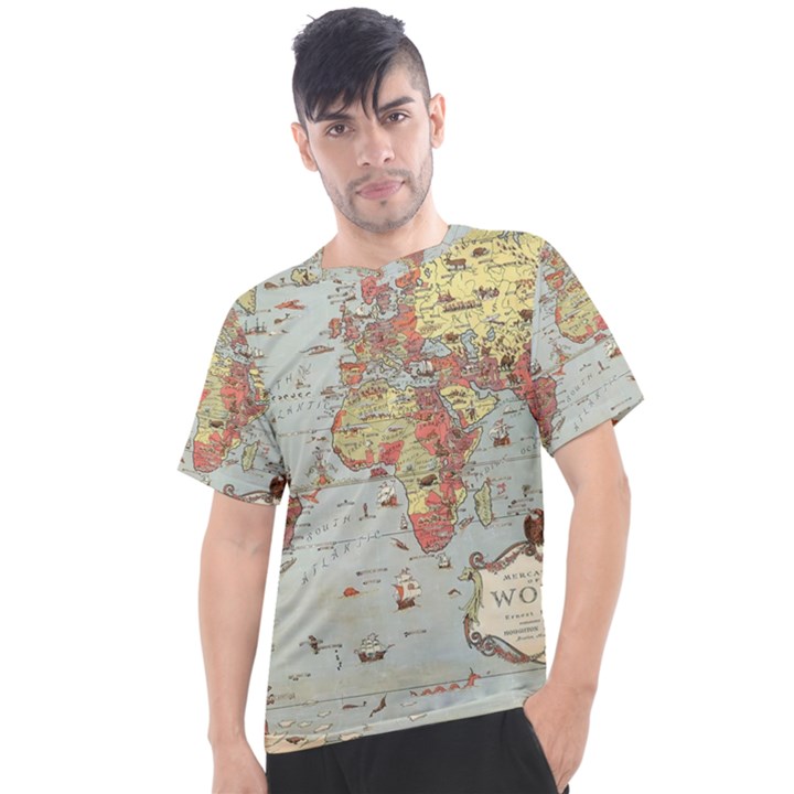 Vintage Old Antique World Map Men s Sport Top