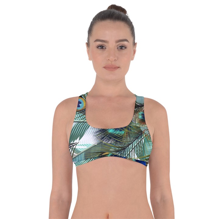 Peacock Feathers Got No Strings Sports Bra