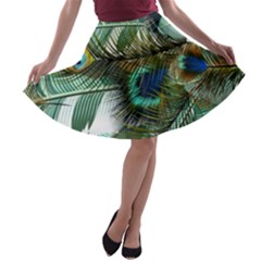 Peacock Feathers A-line Skater Skirt by Bedest