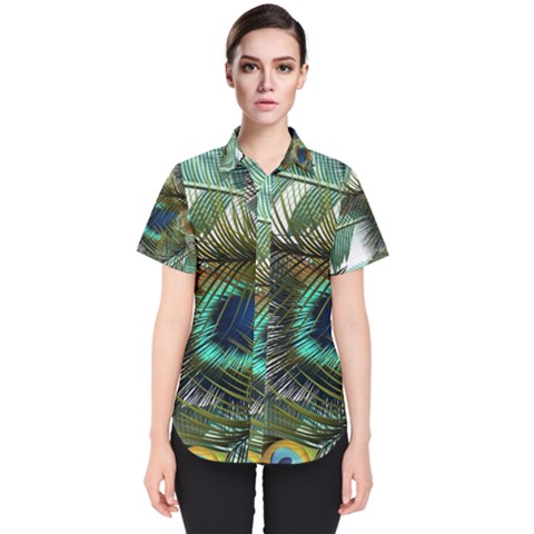 Peacock Feathers Women s Short Sleeve Shirt by Bedest