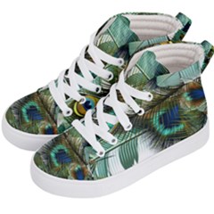 Peacock Feathers Kids  Hi-top Skate Sneakers by Bedest