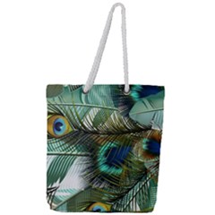 Peacock Feathers Full Print Rope Handle Tote (large) by Bedest