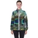 Peacock Feathers Women s High Neck Windbreaker View1