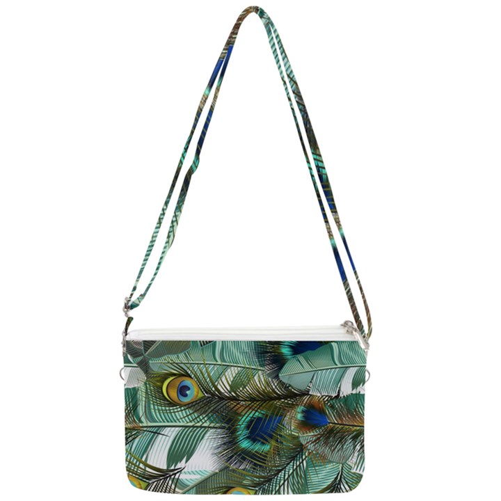 Peacock Feathers Double Gusset Crossbody Bag