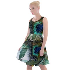 Peacock Feathers Knee Length Skater Dress by Bedest