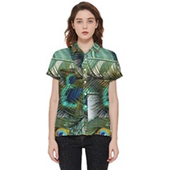 Peacock Feathers Short Sleeve Pocket Shirt