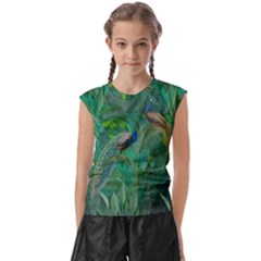 Peacock Paradise Jungle Kids  Raglan Cap Sleeve T-shirt by Bedest