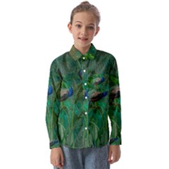 Peacock Paradise Jungle Kids  Long Sleeve Shirt by Bedest