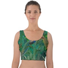 Peacock Paradise Jungle Velvet Crop Top by Bedest