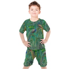 Peacock Paradise Jungle Kids  T-shirt And Shorts Set by Bedest