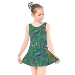 Peacock Paradise Jungle Kids  Skater Dress Swimsuit by Bedest