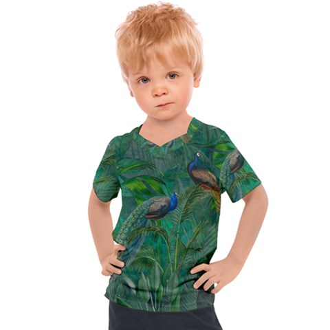 Peacock Paradise Jungle Kids  Sports T-shirt by Bedest