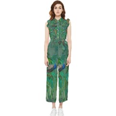 Peacock Paradise Jungle Women s Frill Top Chiffon Jumpsuit by Bedest