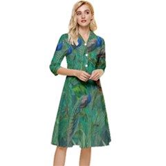 Peacock Paradise Jungle Classy Knee Length Dress by Bedest